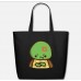 Kawaii Green Baby Turtle Being Angry Black Eco-Friendly Tote Bag